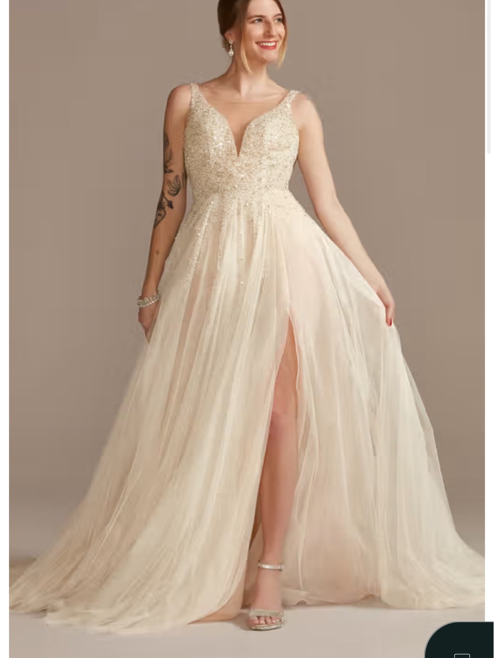 David's Bridal Galina Signature SWG837 Dress & Veil Size 14 | Bustled/Cleaned - Picture 8 of 11